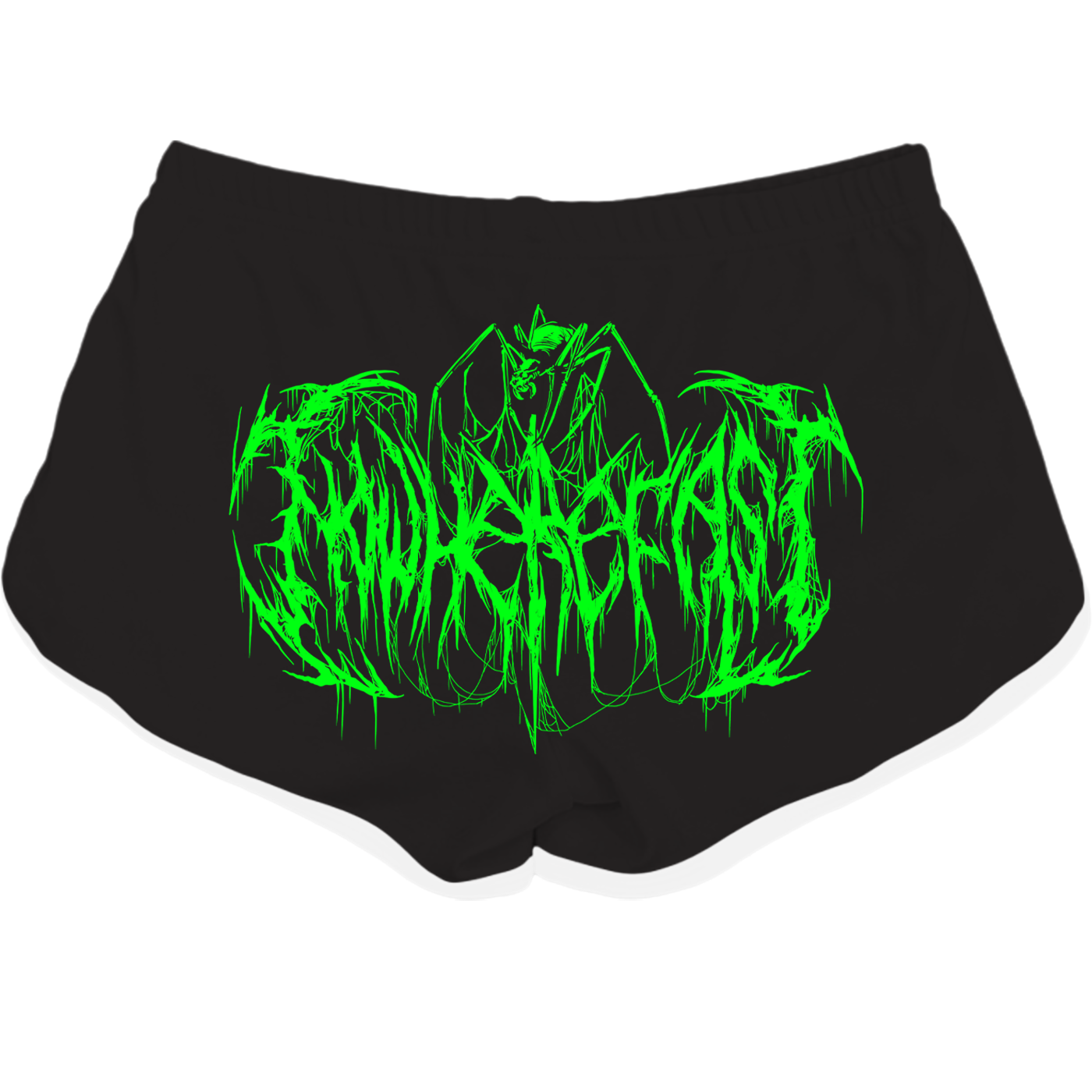 Metal Logo - Black & Neon Green Booty Shorts
