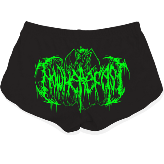 Metal Logo - Black & Neon Green Booty Shorts