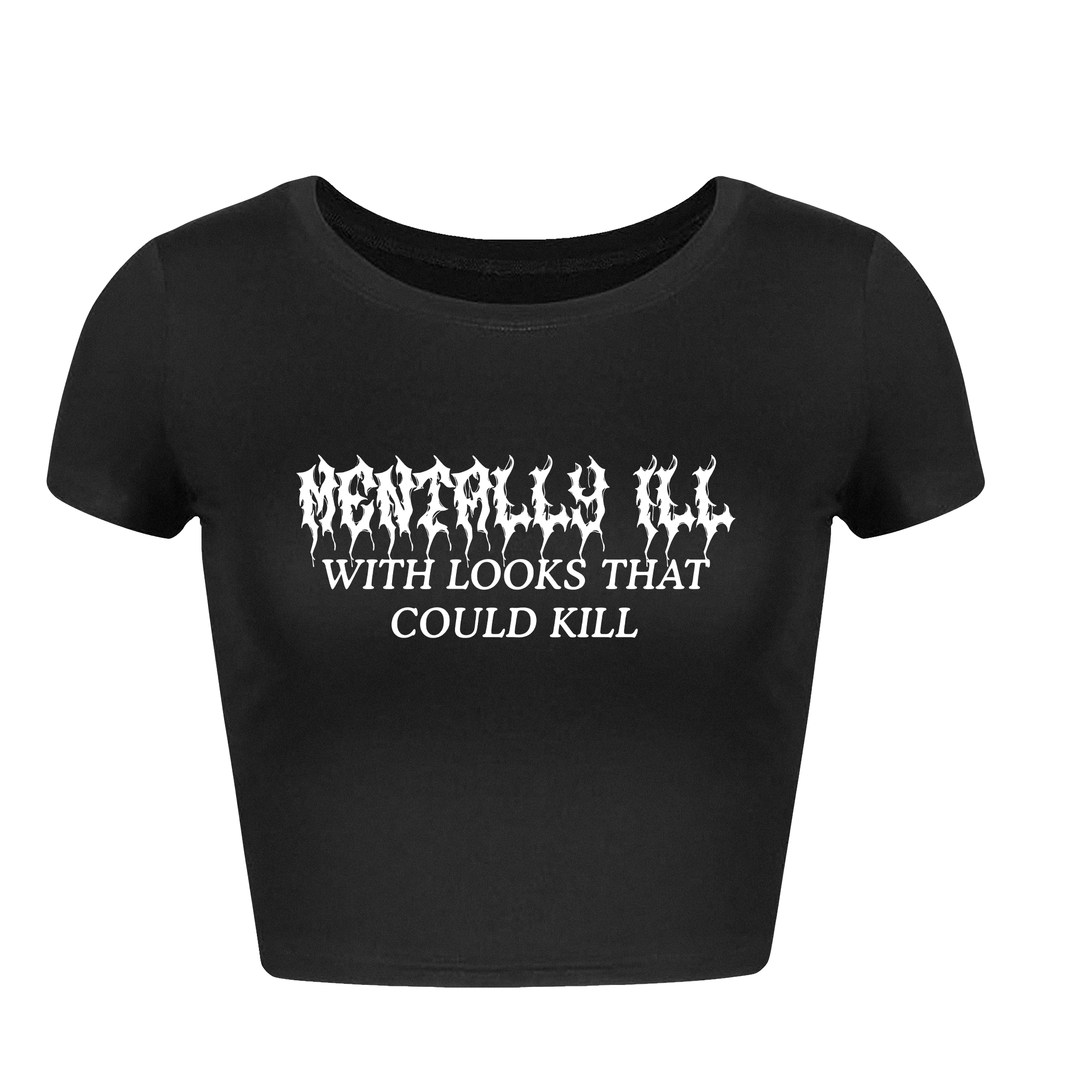 MENTALLY ILL Black Crop Tee