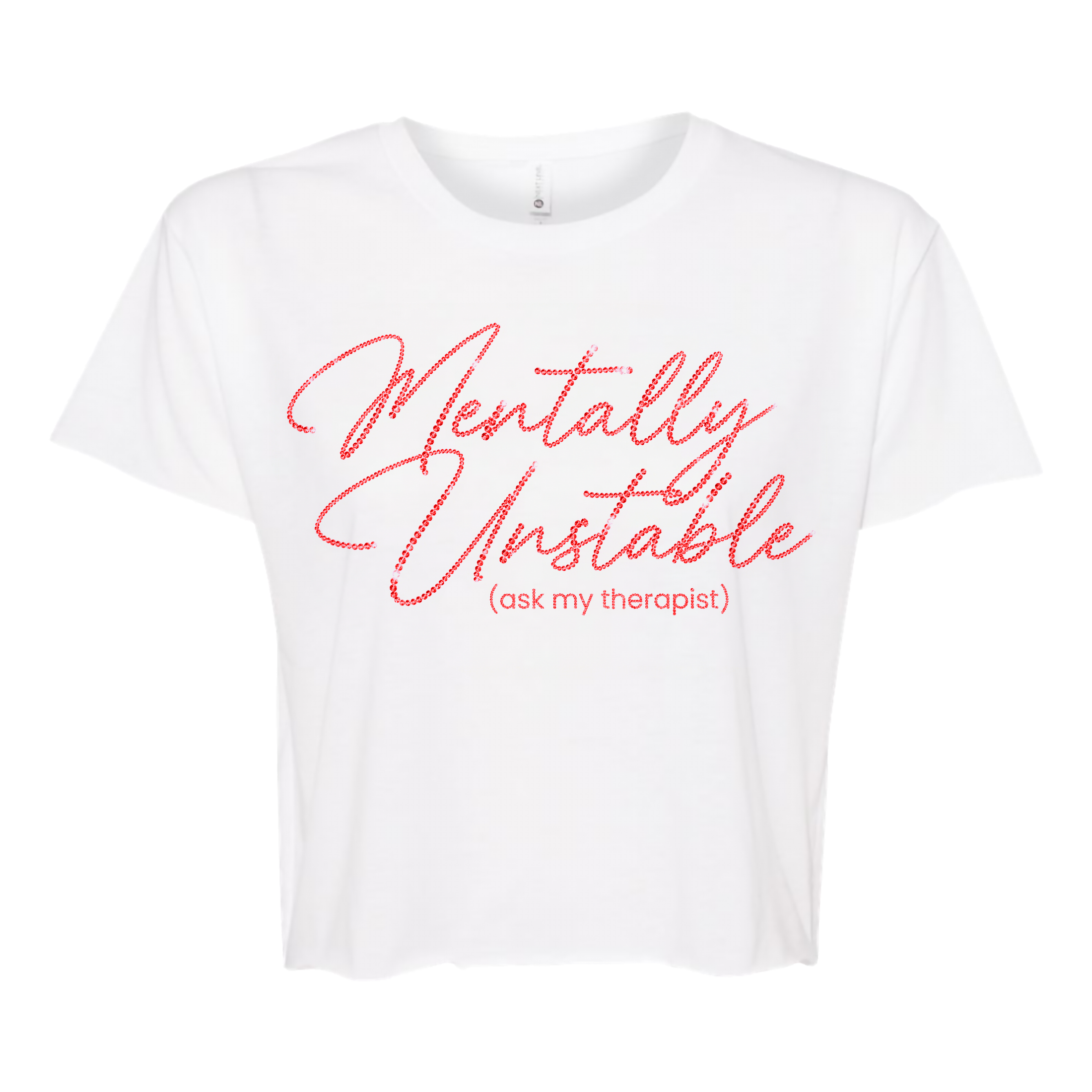 Mentally Unstable Red Rhinestone Crop