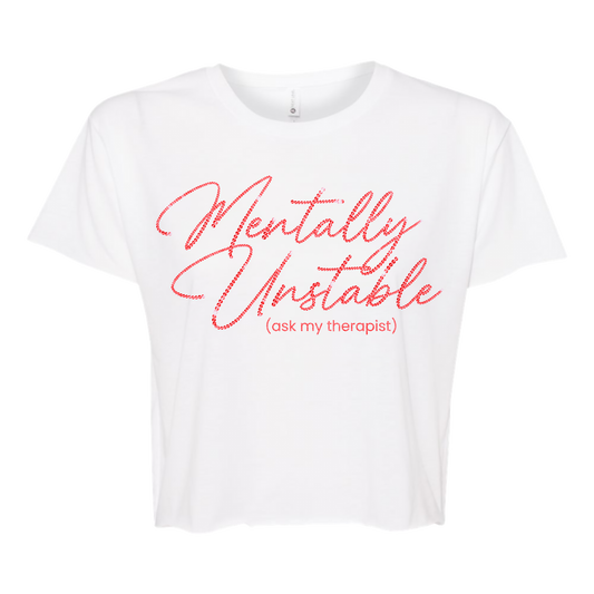 Mentally Unstable Red Rhinestone Crop